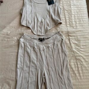 SHEIN Tan Ribbed Shorts Jumpsuit